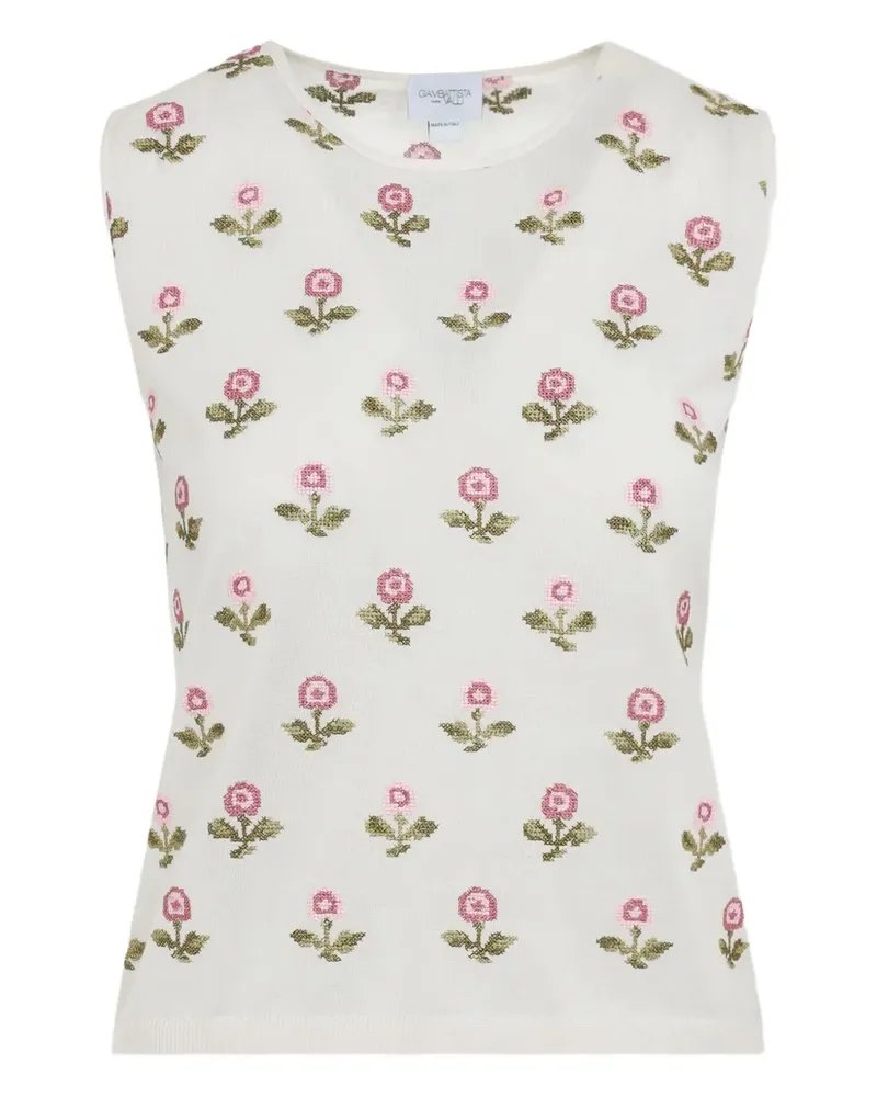 Giambattista Valli Tanktop mit Blumen - Weiß Weiß