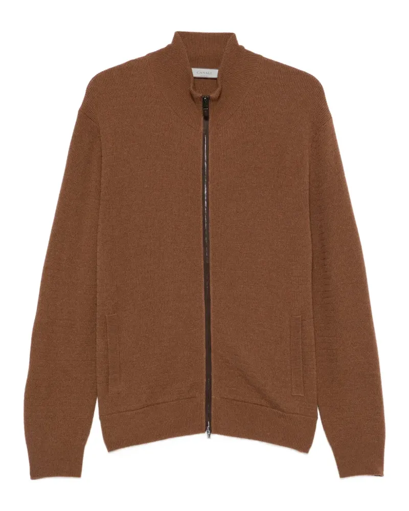 Canali Gerippter Cardigan mit Reißverschluss - Braun Braun