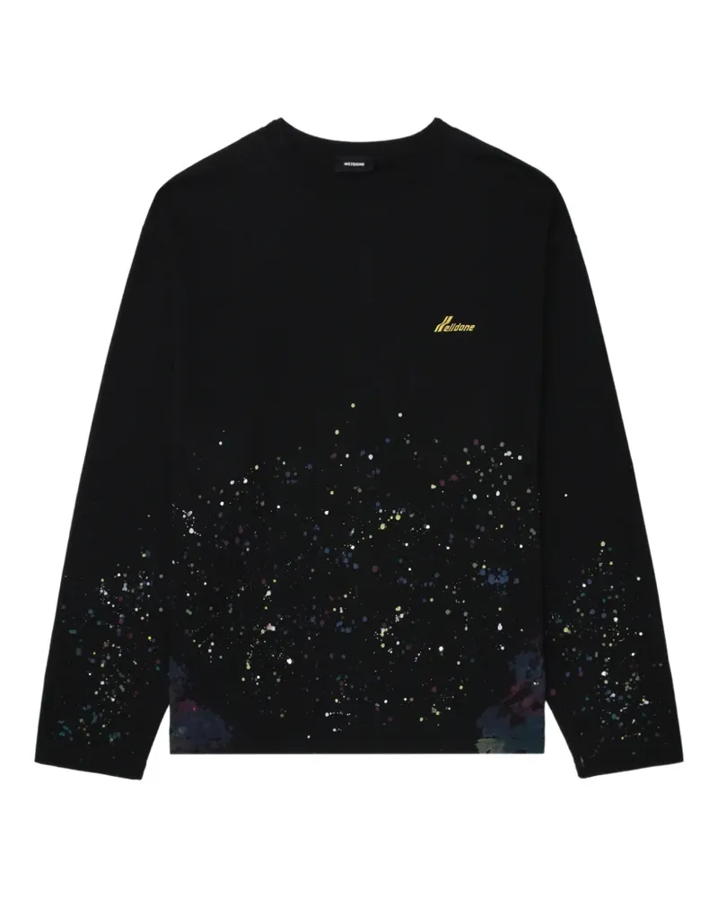 WE 11 DONE Langarmshirt mit Farbklecks-Print - Schwarz Schwarz
