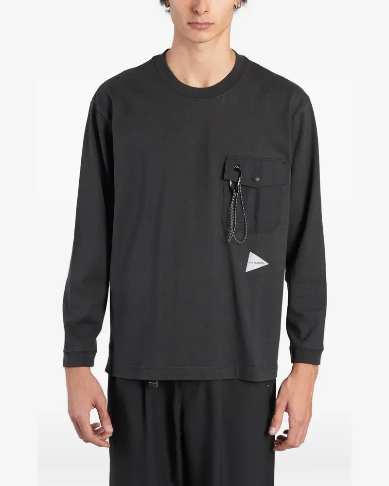 and wander Langarmshirt mit Karabiner-Detail - Schwarz Schwarz