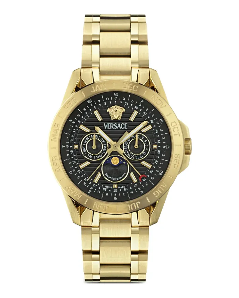 Versace V-Galaxy Moonphase Armbanduhr 43mm - Schwarz Schwarz
