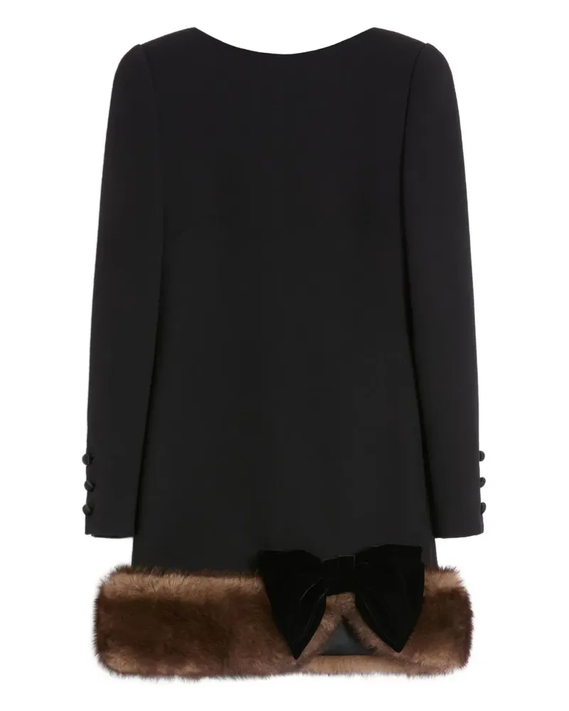 Valentino Garavani Minikleid mit Shearling-Besatz - Schwarz Schwarz