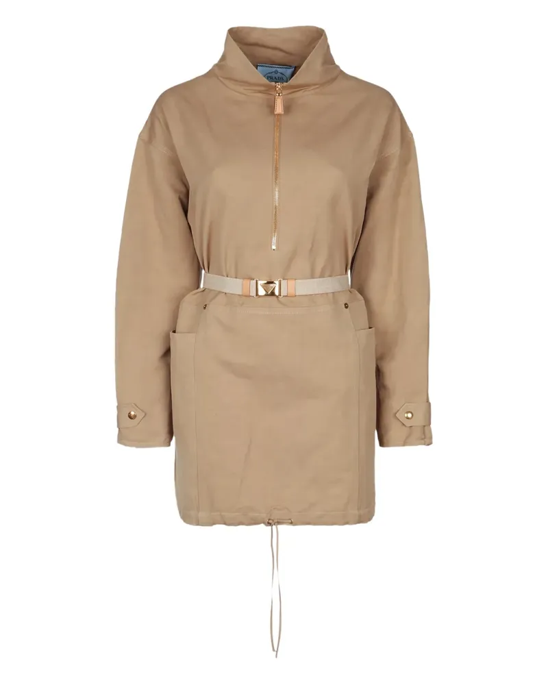 Prada belted half-zipped coat - Braun Braun