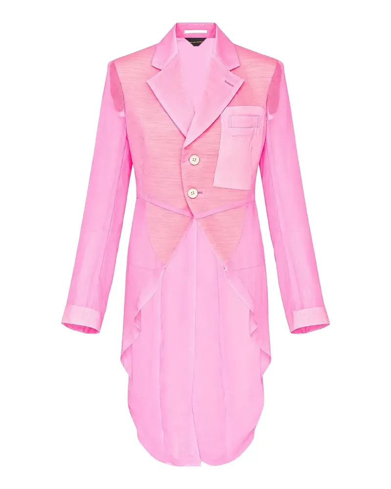 Comme des Garçons sheer panelled cut-away blazer - Rosa Rosa