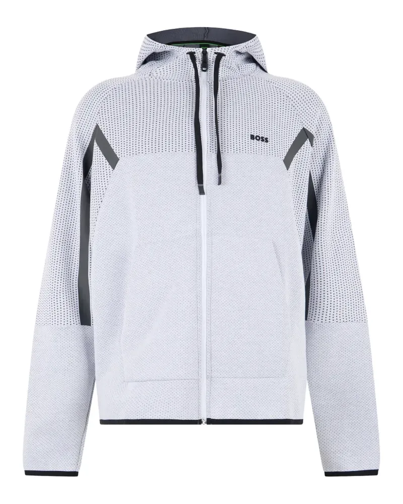 HUGO BOSS perforated-effect zip-up hoodie - Grau Grau