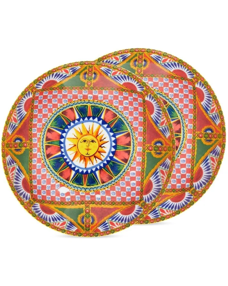 Dolce & Gabbana Set aus zwei Suppenteller mit Print - Orange Orange