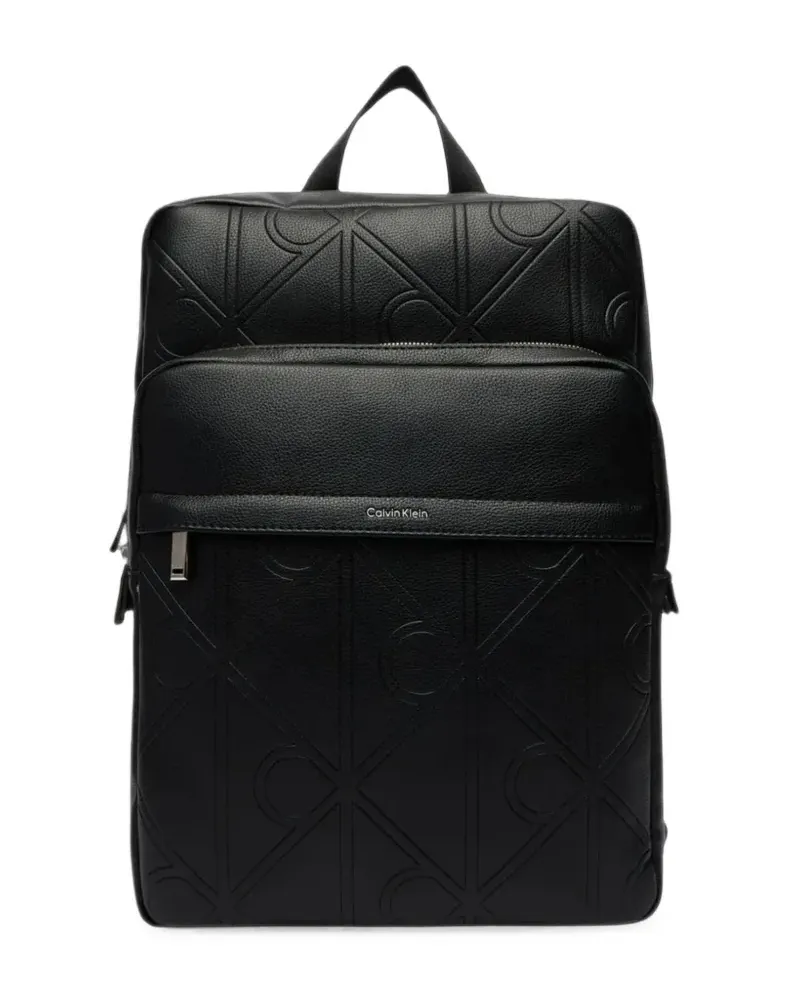 Calvin Klein monogram-embossed pebbled-leather backpack - Schwarz Schwarz