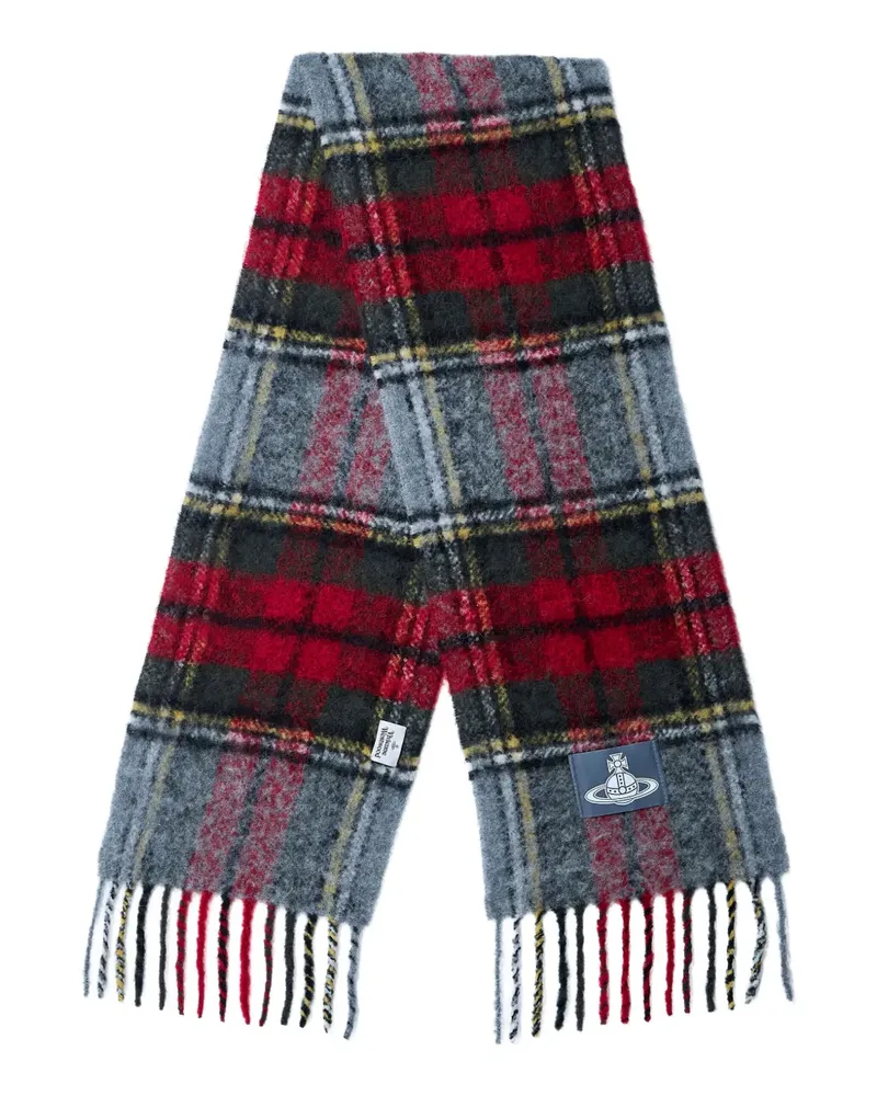Vivienne Westwood logo-patch plaid scarf - Rot Rot