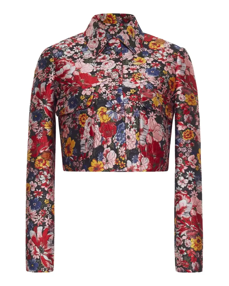 Adam Lippes Cecil floral-jacquard cropped jacket - Schwarz Schwarz