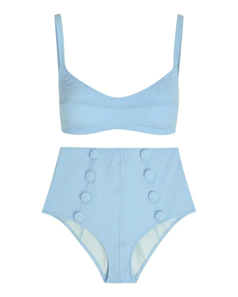 Lisa Marie Fernandez Seersucker-Bikini mit Knöpfen - Blau Blau