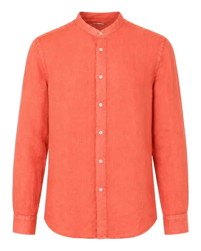 120% Lino mandarin-collar long-sleeve shirt - Orange Orange