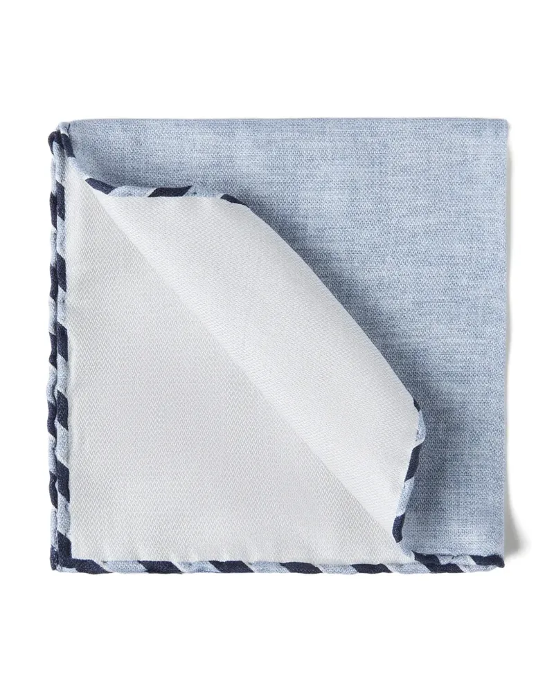 Brunello Cucinelli striped-trim silk pocket square - Blau Blau