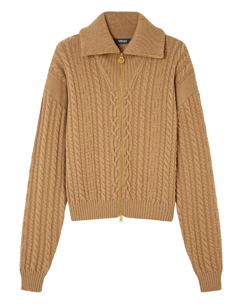Versace Cardigan mit Zopfmuster - Braun Braun