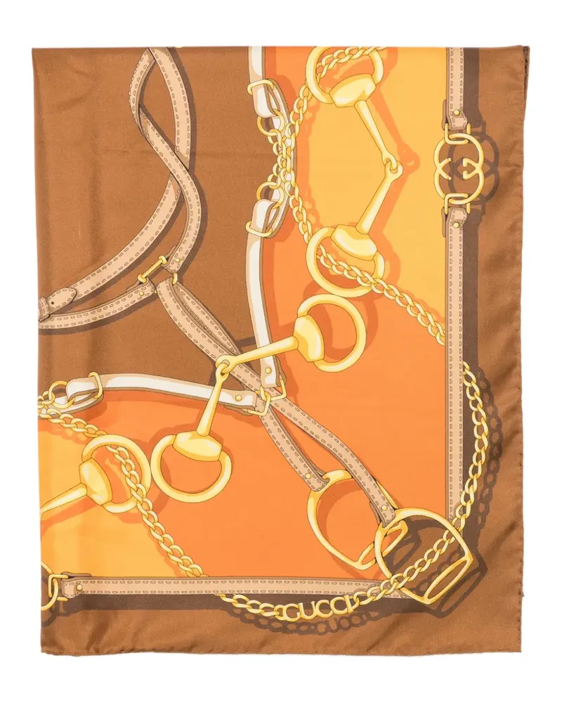 Gucci Horsebit Schal mit Ketten-Print - Braun Braun