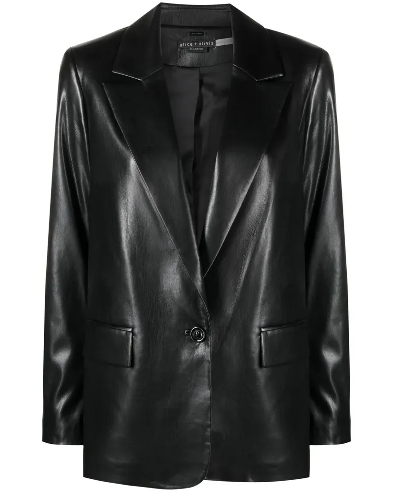 Alice + Olivia Blazer aus Faux-Leder - Schwarz Schwarz