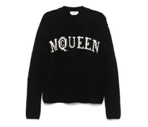 Pullover mit Logo-Intarsie - Schwarz