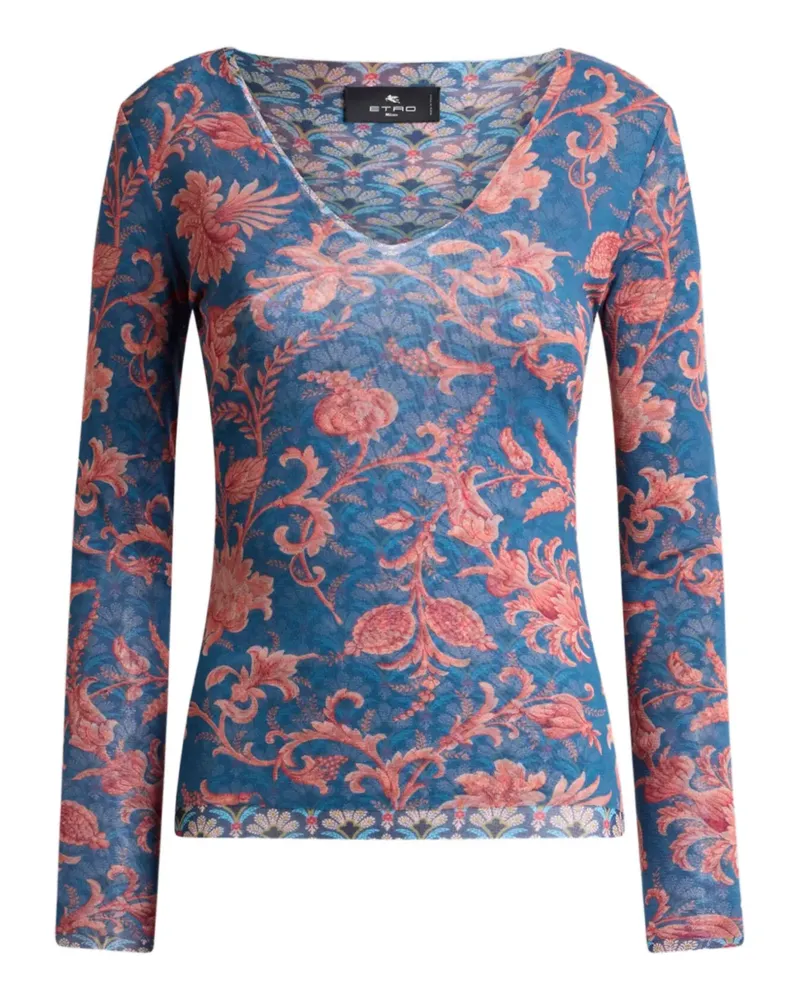 Etro floral-motif stretch sweater - Blau Blau