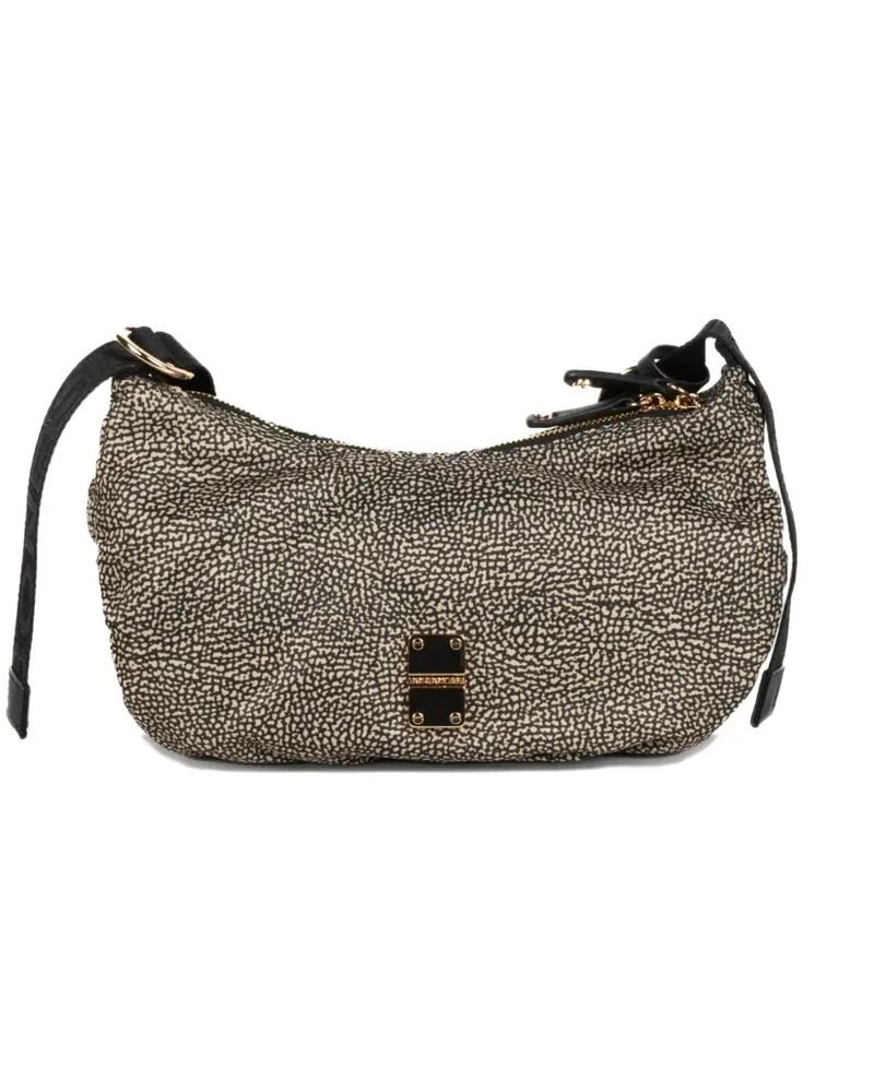 Borbonese top-zip logo-plaque shoulder bag - Nude Nude