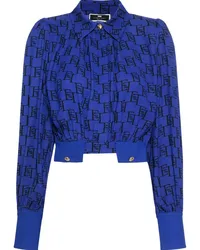 Elisabetta Franchi Georgette-Bluse mit Logo-Print Blau