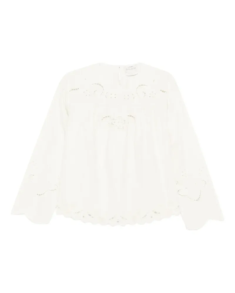 forte_forte Bestickte Bluse mit Wellensaum - Weiß Weiß