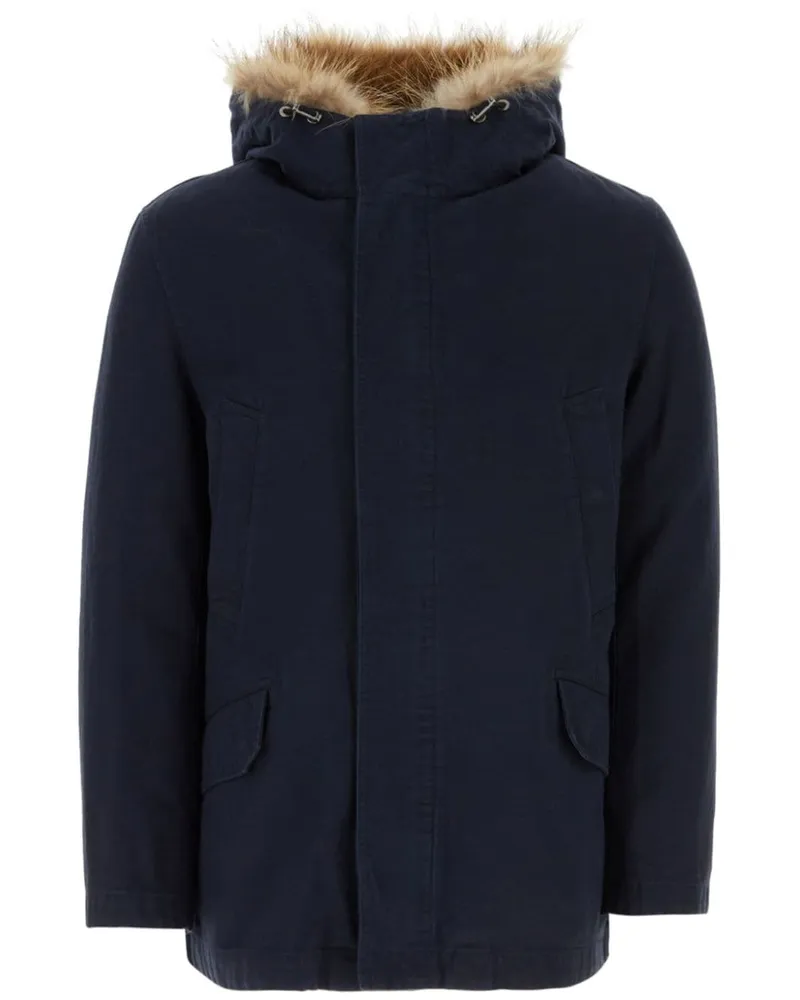 Yves Salomon Kapuzenparka mit Pelzbesatz - Blau Blau