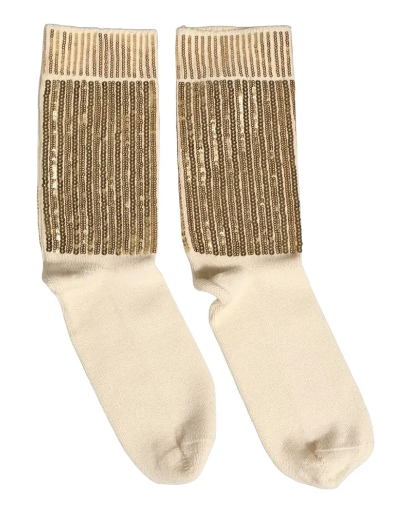 Dolce & Gabbana sequin-embellished cotton socks - Nude Nude