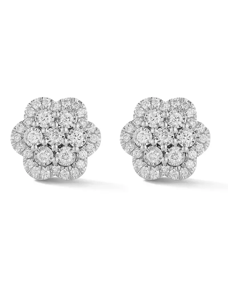 Dana Rebecca Designs 14kt Ava Bea Flower Weißgoldohrringe mit Diamant - Silber Silber