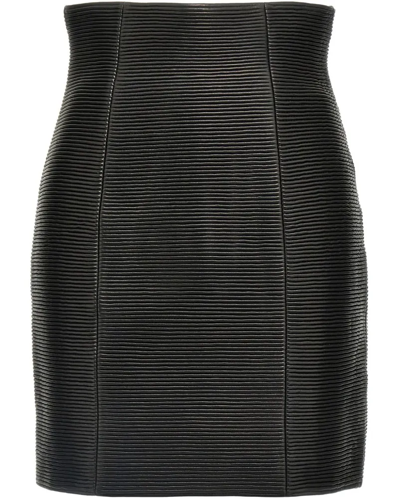 Balmain Klassischer Lederrock - Schwarz Schwarz
