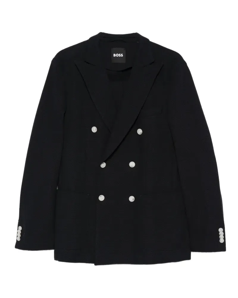 HUGO BOSS double-breasted cotton blazer - Blau Blau