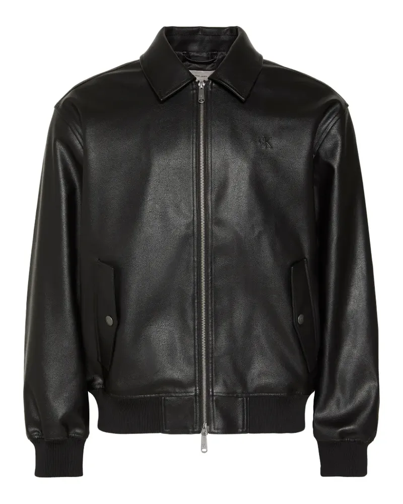 Calvin Klein logo-embroidered zip-up jacket - Braun Braun