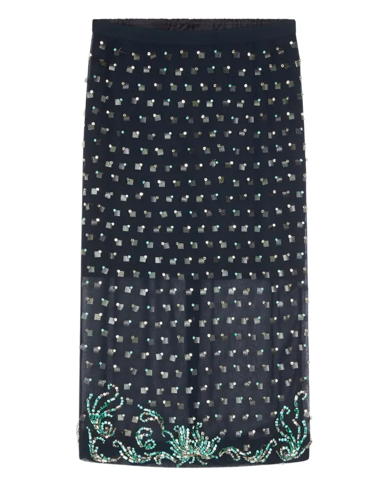 Dries van Noten Semi-transparenter Rock mit Strassverzierung - Blau Blau