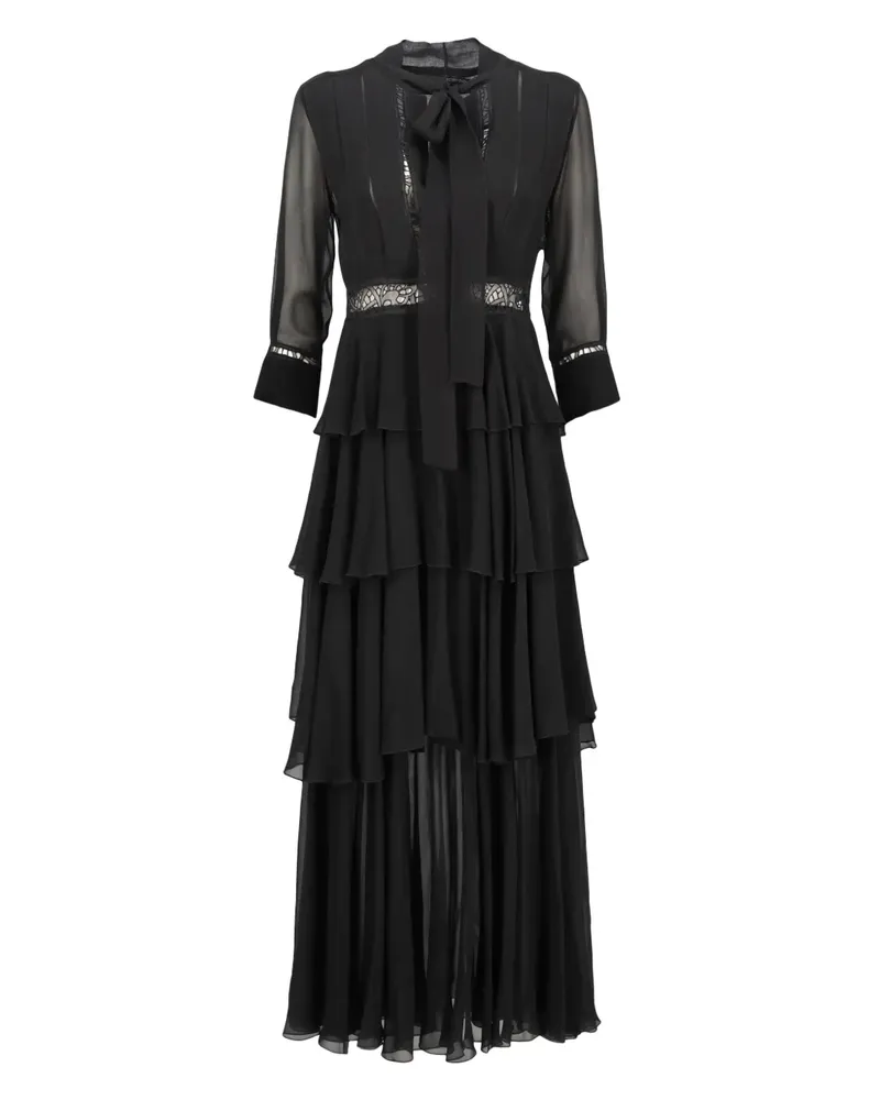 Ermanno Scervino Pre-owned Maxikleid aus Seide mit Spitzendetail - Schwarz Schwarz
