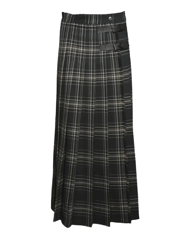 Max Mara Faltenrock mit Karomuster - Grau Grau