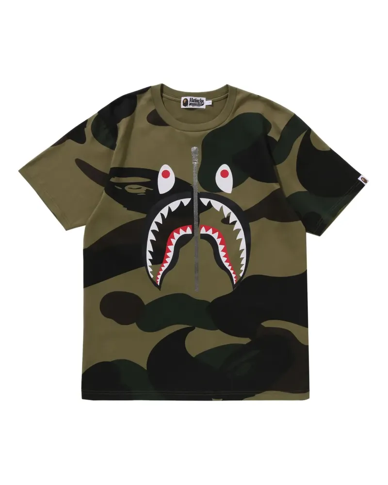 BAPE Shark Attack T-Shirt mit Camouflage-Print - Grün Grün