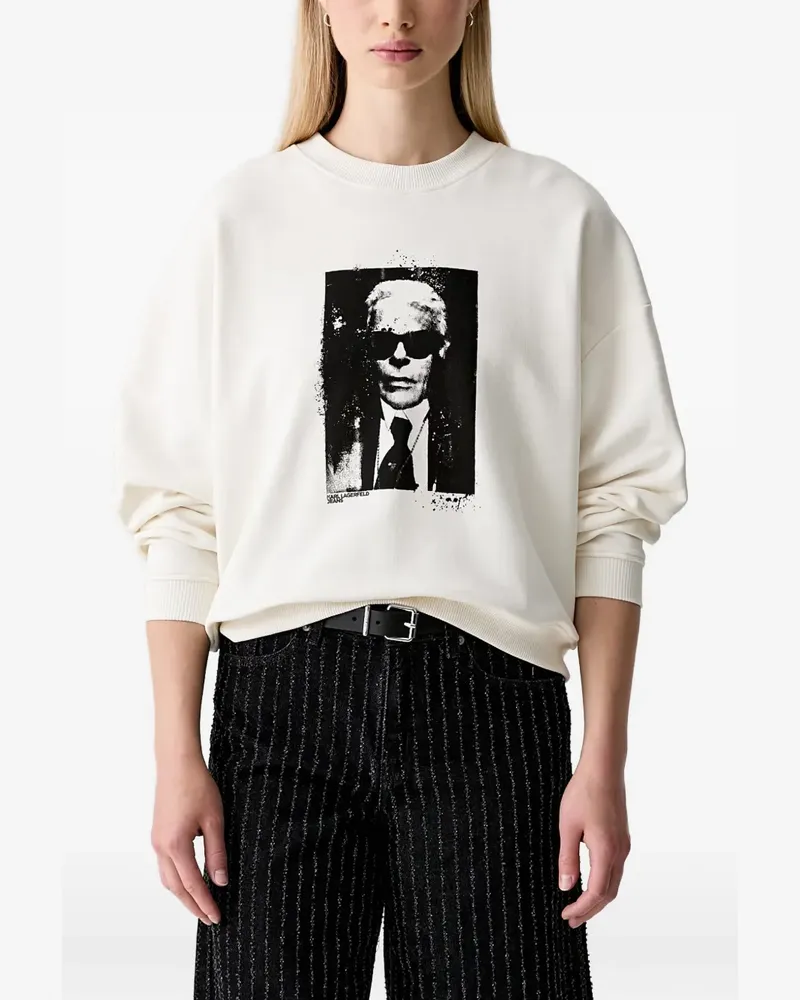 Karl Lagerfeld portrait-print crew-neck sweater - Weiß Weiß