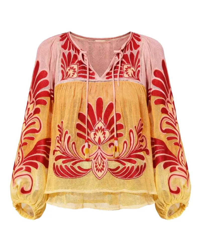 FARM Rio floral print tie blouse - Gelb Gelb