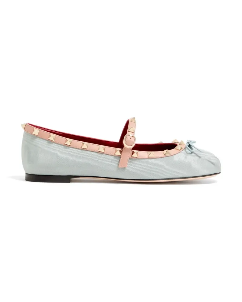 Valentino Garavani Rockstud Mary-Jane Ballerina aus Moiré-Stoff 05mm - Blau Blau