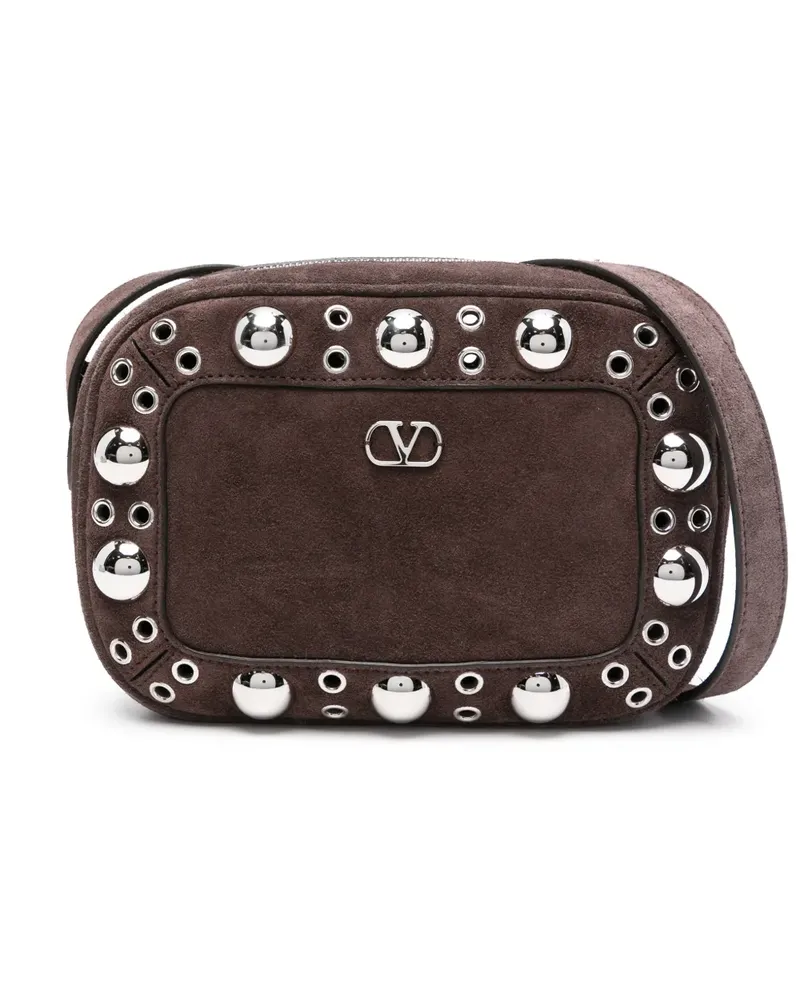 Valentino Garavani Nellcote Wildleder-Schultertasche mit Ösendetail - Braun Braun