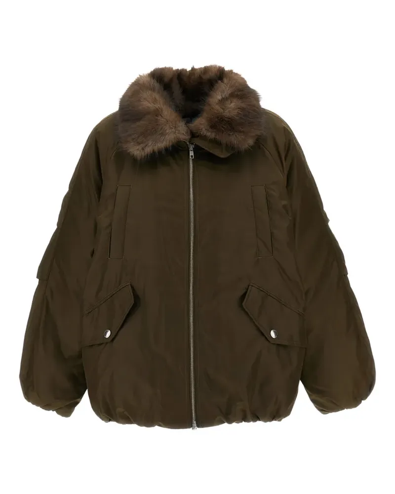 STAND Thilda faux-fur collar bomber jacket - Grün Grün