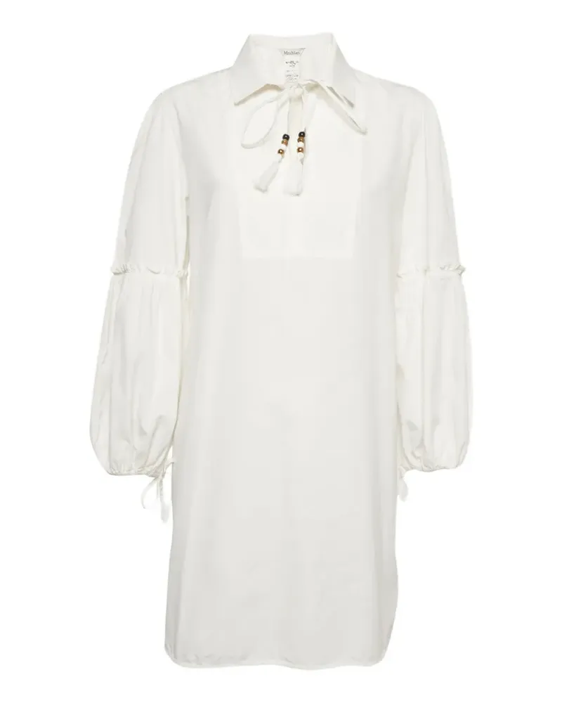Max Mara Popeline-Minikleid mit Quasten - Weiß Weiß