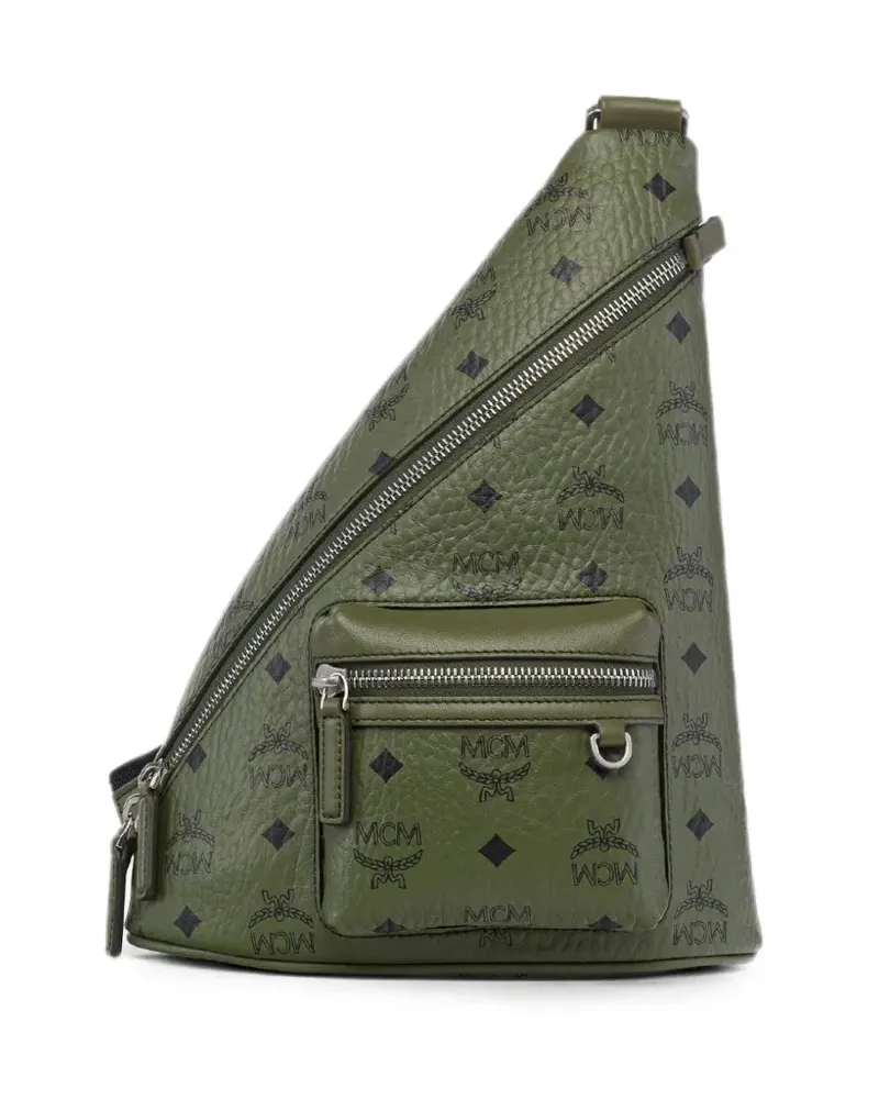 MCM Aren Visetos Schultertasche - Grün Grün