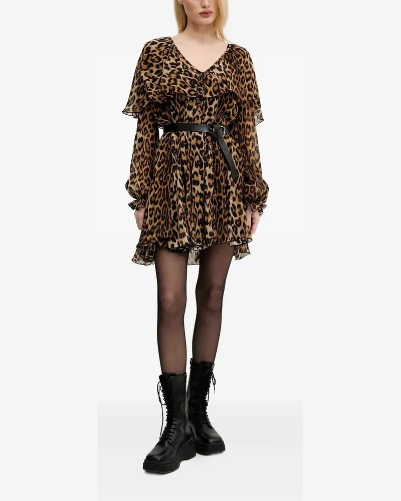 Aniye By Gerüschtes Kleid mit Leoparden-Print - Braun Braun