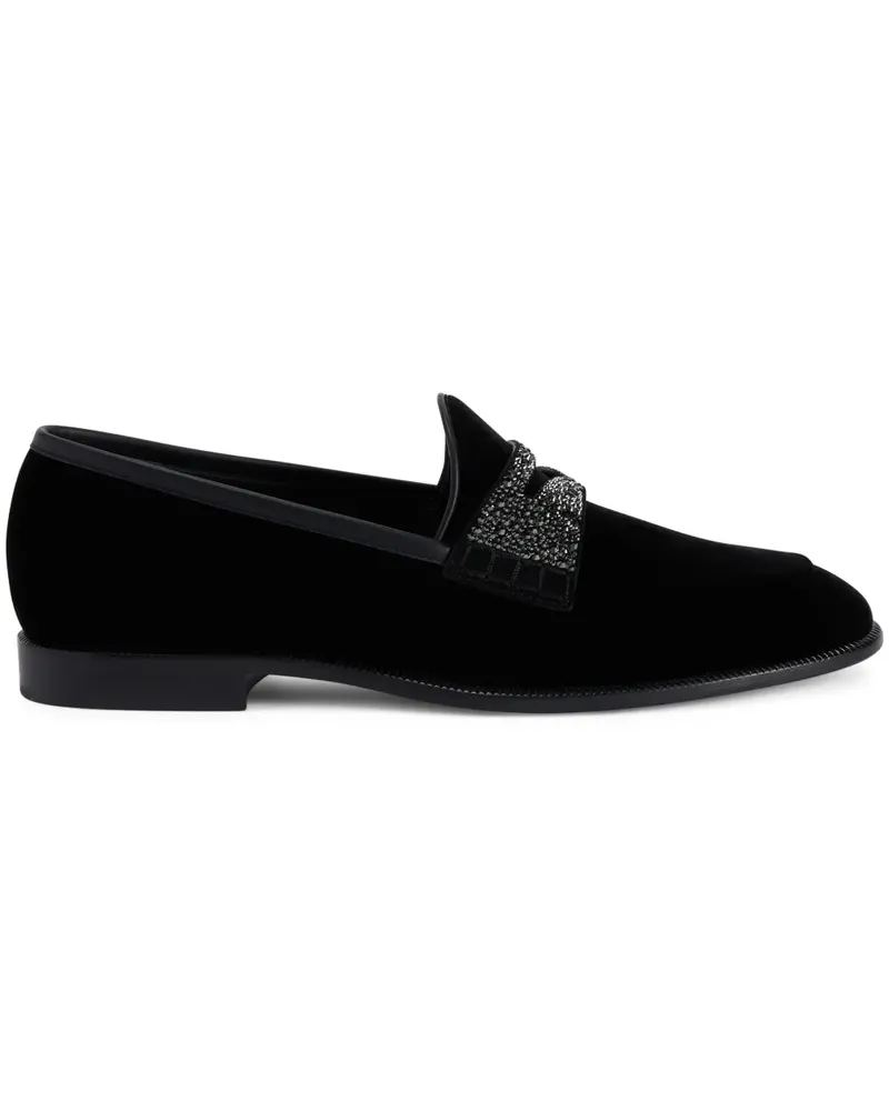 Giuseppe Zanotti Ermy Loafer aus Samt mit Strass - Schwarz Schwarz
