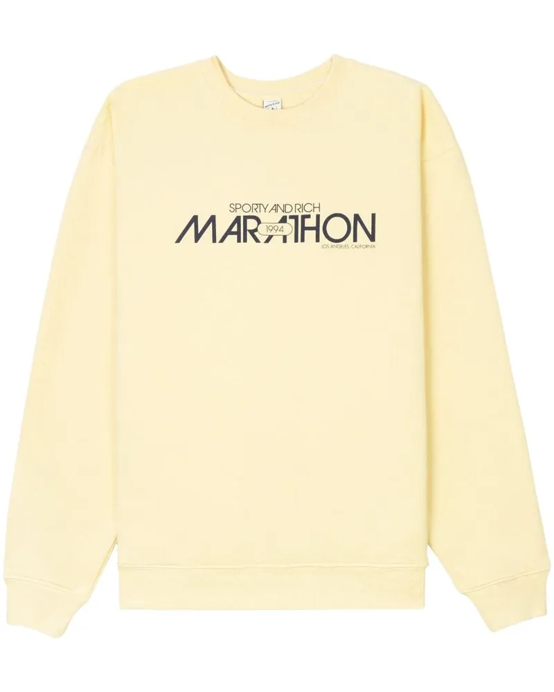 SPORTY & RICH Sweatshirt mit Marathon-Logo - Gelb Gelb
