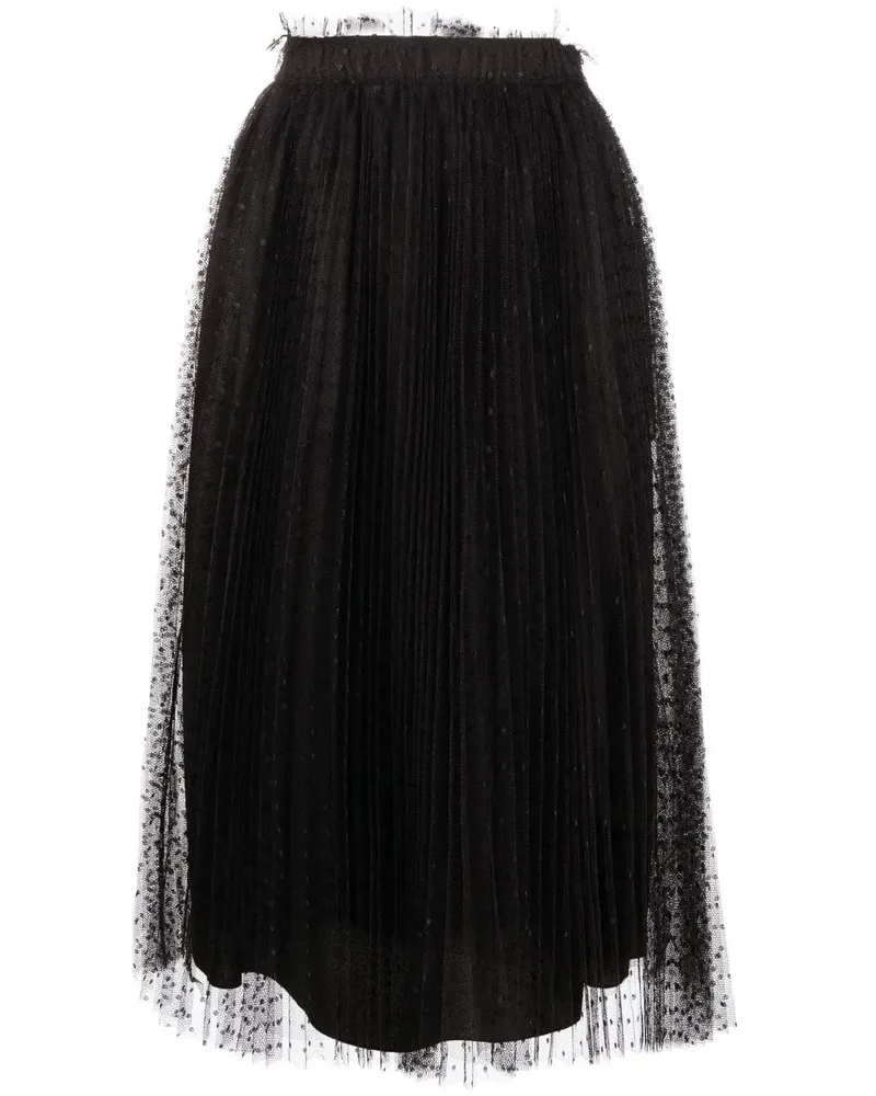 RED Valentino Faltenrock aus Point d'Esprit - Schwarz Schwarz