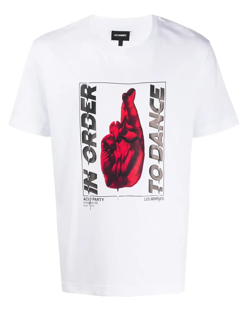 Les Hommes T-Shirt mit grafischem Print - Weiß Weiß