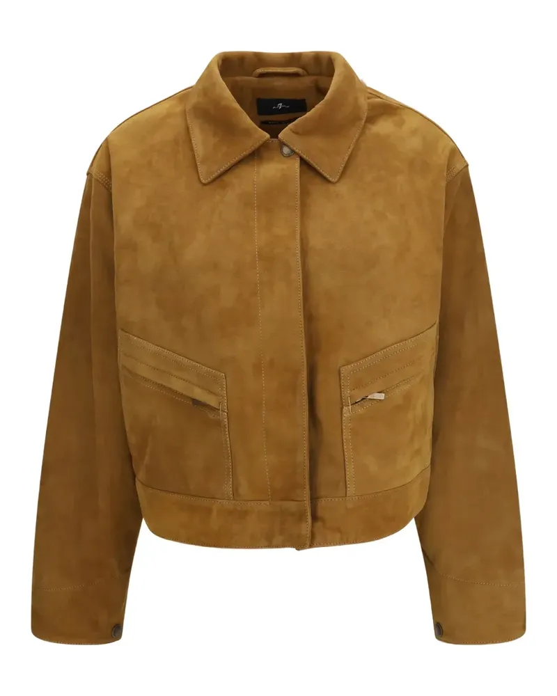 7 for all mankind utility leather jacket - Nude Nude