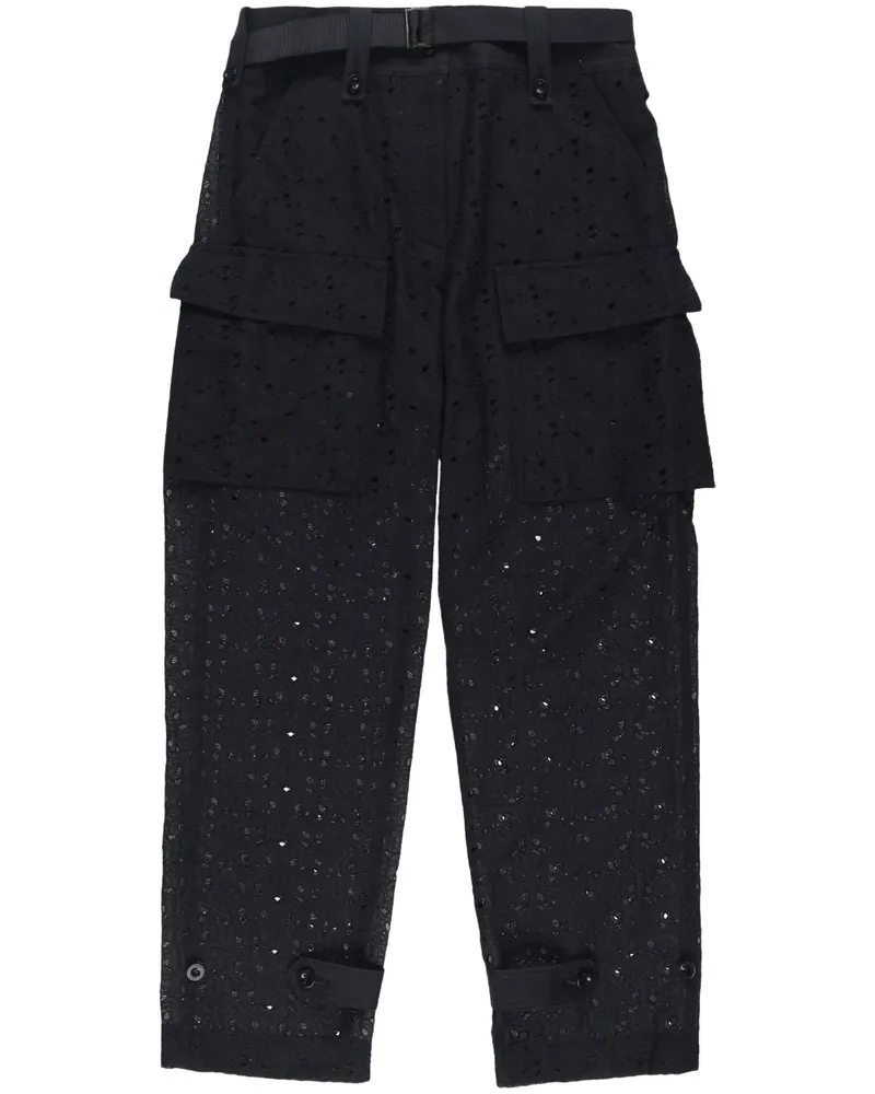 Sacai Hose mit Logo-Stickerei - Schwarz Schwarz