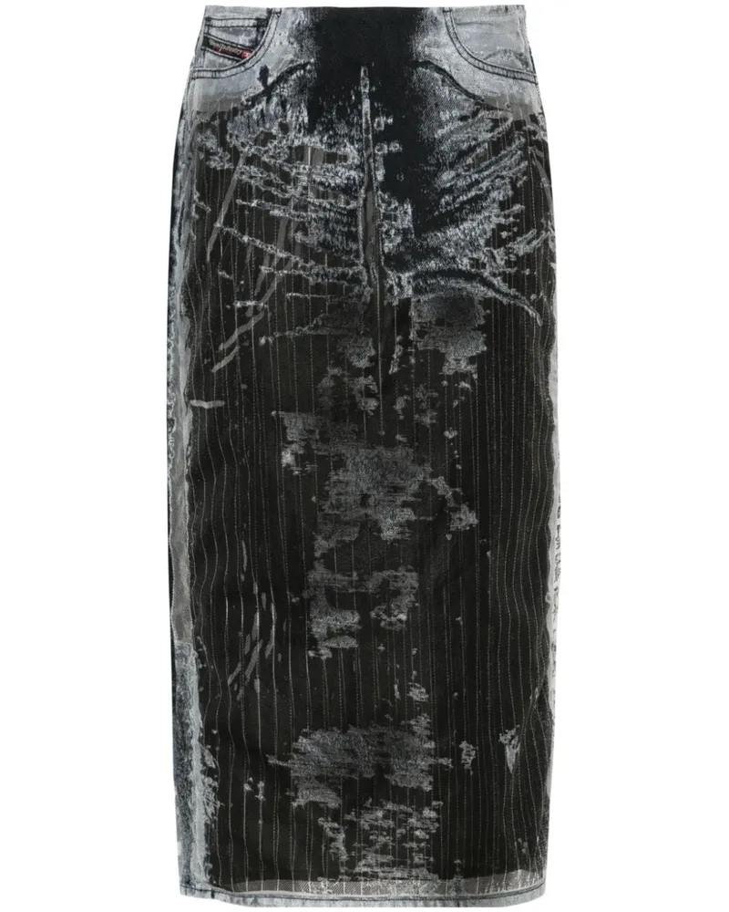 Diesel De-Pra-Fse1 Jeans-Midirock - Schwarz Schwarz