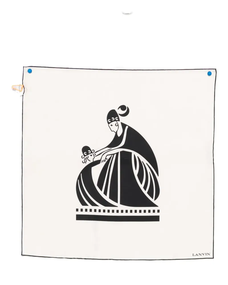 Lanvin logo silk scarf - Nude Nude